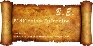 Blázsits Eufrozina névjegykártya